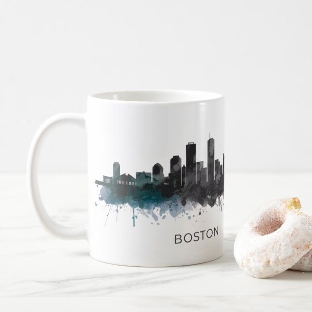 Bostons stadssiluett, Bostons siluett, MA Kaffemugg (Med munk)