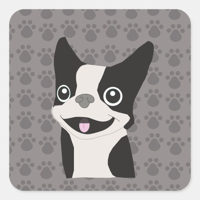 Bostonterrier Fyrkantigt Klistermärke (Framsida)