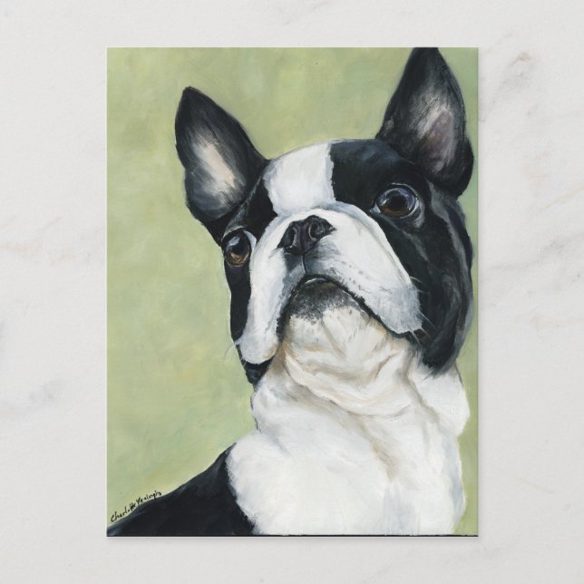 BostonTerrier Original Hund Art-vykort Vykort (Framsida)
