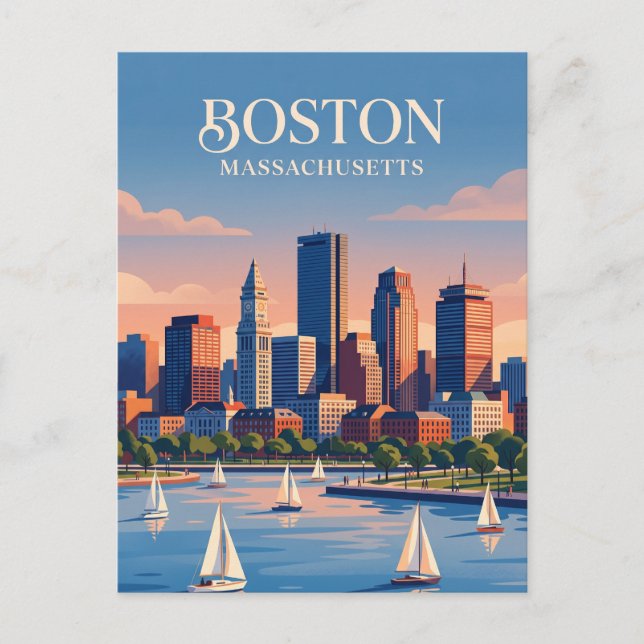 Bostonutsikt USA Vykort (Framsida)
