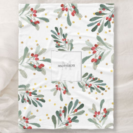Bostvit från Family Monogram Modern Chic Winter Wh Fleecefilt