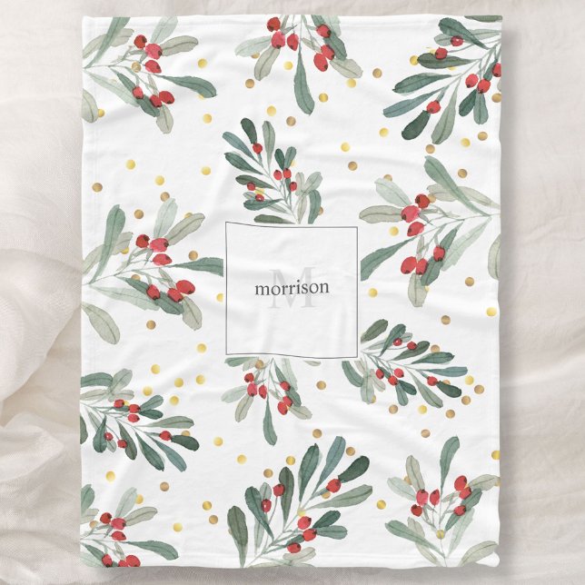 Bostvit från Family Monogram Modern Chic Winter Wh Fleecefilt (Skapare uppladdad)