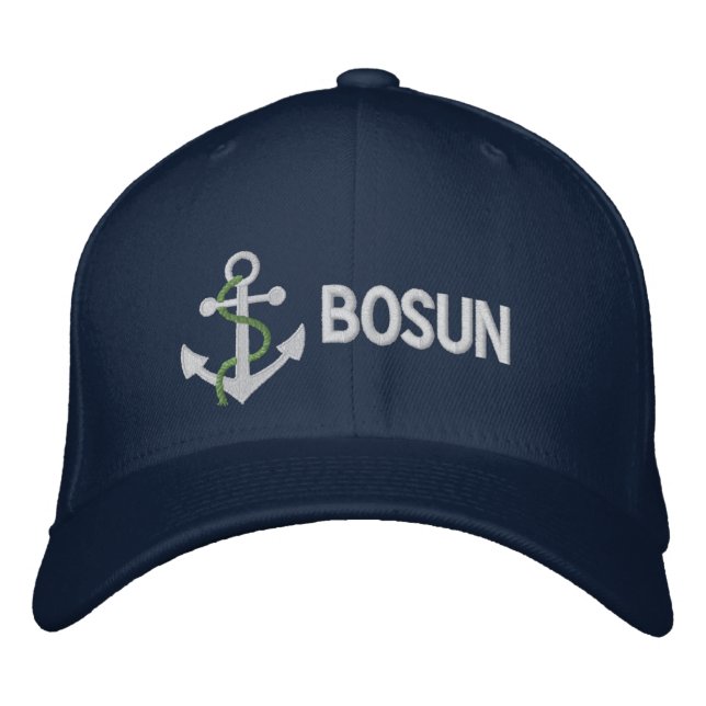 BOSUN Yacht Embroized Cap Blue Broderad Keps (Framsida)