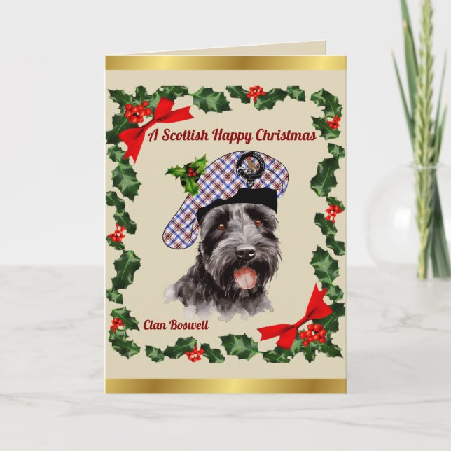 Boswell Scottie Hund Personlig Julafton Card Kort (Framsida)
