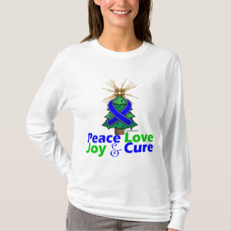 Bot för glädje för kärlek för koloncancerfred t-shirt