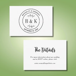 Botánisk blomster- och rolig monogrambröllop Pare Tilläggskort