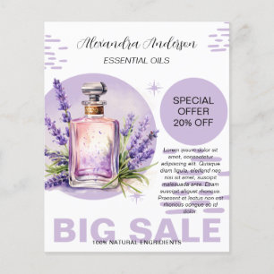 Botaillogiskt Lavendel Eterisk Olja Akvarell Promo Flygblad