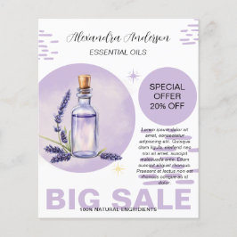 Botaillogiskt Lavendel Eterisk Olja Akvarell Promo Flygblad