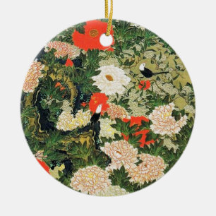 Botan Shoukinzu Colorful Blommigt Flowers Mönster Julgransprydnad Keramik