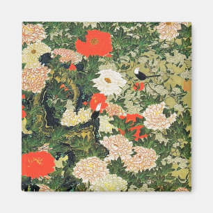 Botan Shoukinzu Colorful Blommigt Flowers Mönster Magnet