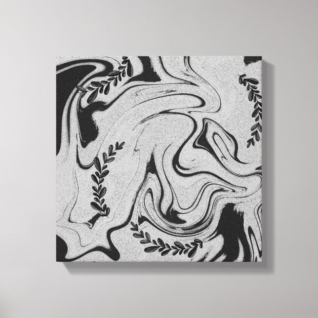 Botanic Balance" Black & White Acrylic Wall Art  Canvastryck (Framsida)