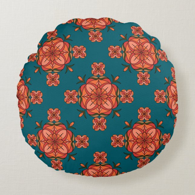 Botanic Bloom Round Pillow Rund Kudde (Framsidan)