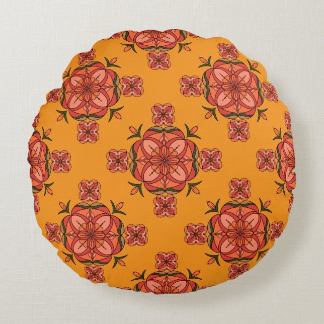 Botanic Bloom Round Pillow Rund Kudde (Framsidan)