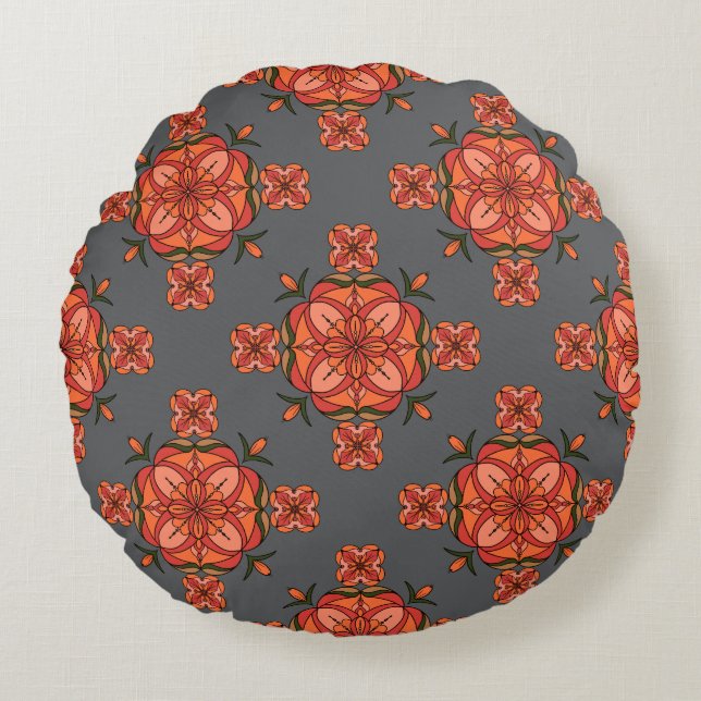 Botanic Bloom Round Pillow Rund Kudde (Framsidan)