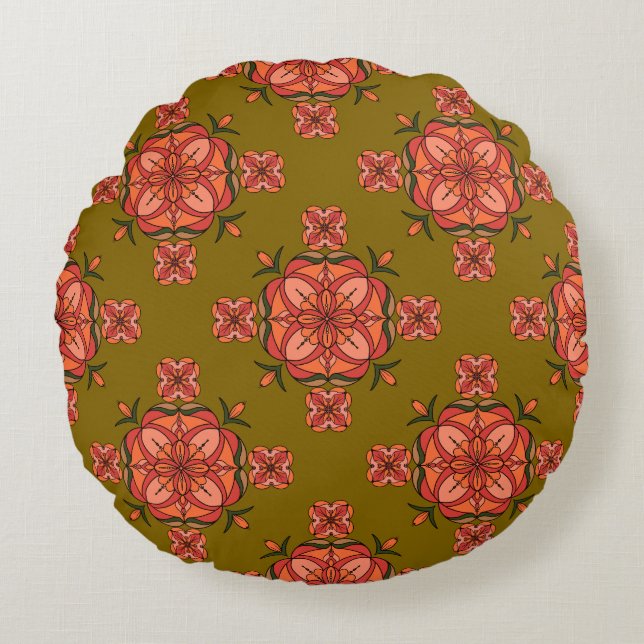 Botanic Bloom Round Pillow Rund Kudde (Framsidan)