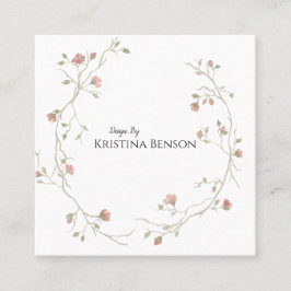 Botanic Boho Feather Affärskort Black and White Fyrkantigt Visitkort