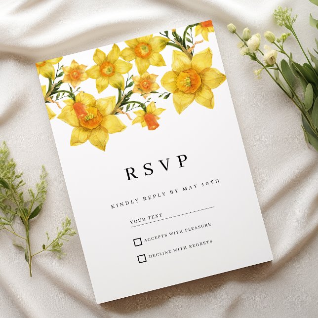Botanic Spring Golden Daffodil Flowers RSVP Inbjudningar (Botanic Spring Golden Daffodil Flowers RSVP)