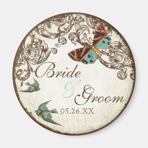 Botanica Bröllop spara datum Magnet - Cream Tan