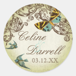 Botanica Bröllop Sticker eller försegling - Grönt Runt Klistermärke
