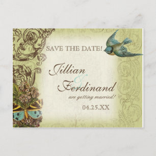 Botanica Bröllopskort Save the Date - Grön Meddelande Vykort