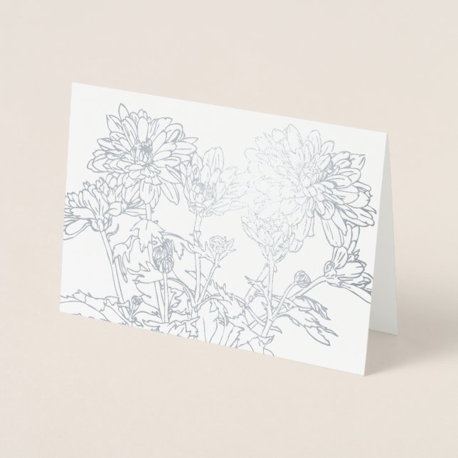 Botanica linjekonst chrysanthemum blomsterkort folierat kort (Framsida)