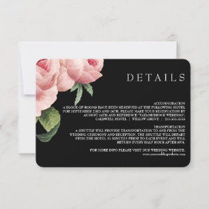 Botanica Uppgifter om Rosa Black Vintage bröllop Inbjudningar