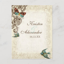Botanica Wedding Ensemble - Kräm Tan Inbjudan Vykort
