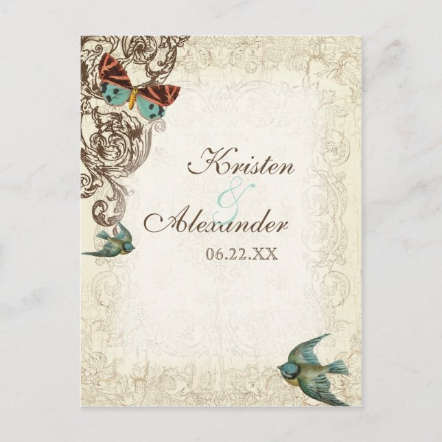 Botanica Wedding Ensemble - Kräm Tan Inbjudan Vykort (Framsida)