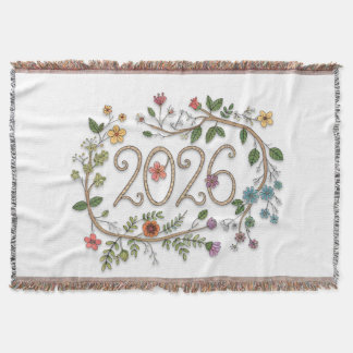 Botanical 2026 Typography with Flowering Vines  Filt