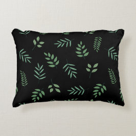 Botanical Accent Pillow – Leaf on Black Design Prydnadskudde