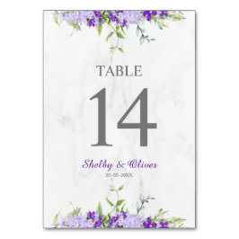 Botanical and Floral Wedding Design in Purple Bordsnummer