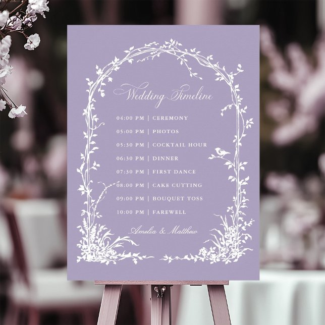 Botanical Arch Garden Lavender Wedding Timeline Poster (Skapare uppladdad)