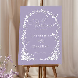  Botanical Arch Garden Lavender Wedding Welcome Poster