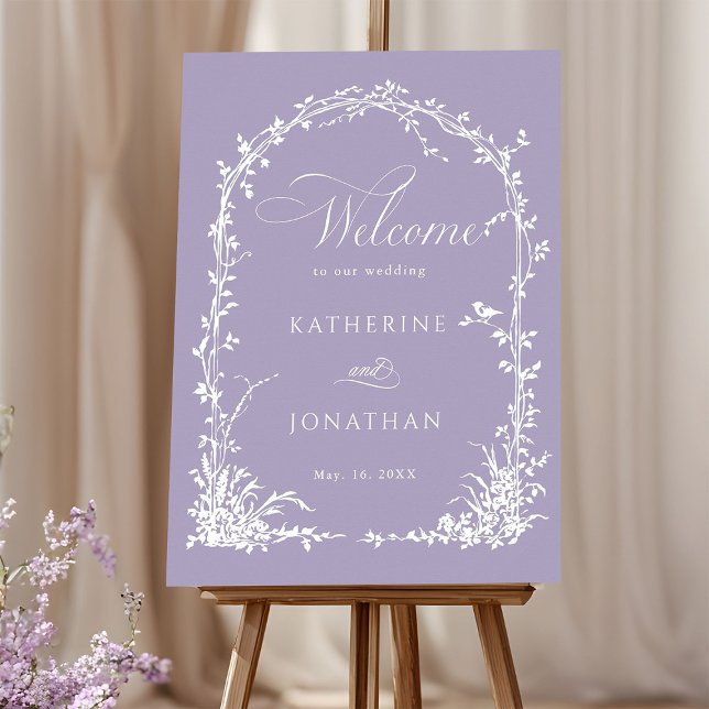  Botanical Arch Garden Lavender Wedding Welcome Poster (Skapare uppladdad)