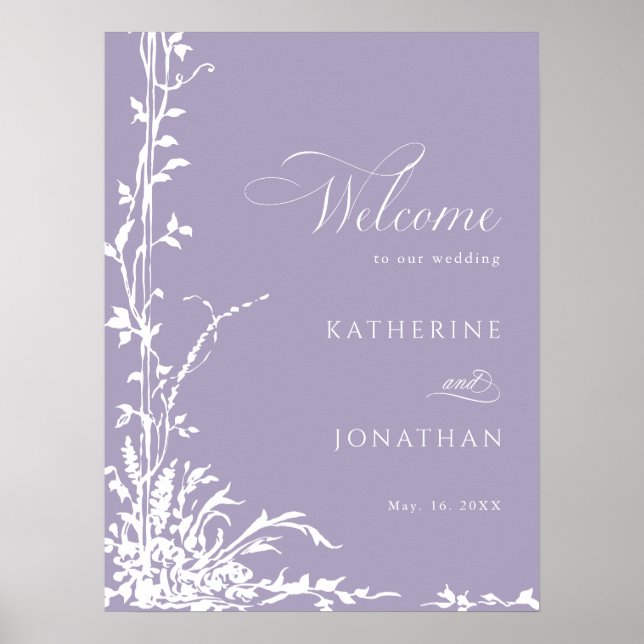 Botanical Arch Garden Lavender Wedding Welcome  Poster (Framsidan)