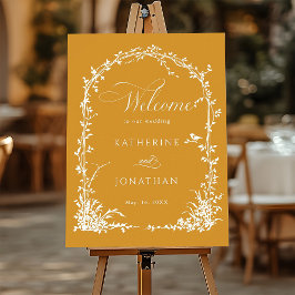 Botanical Arch Garden Wedding Amber Welcome Poster