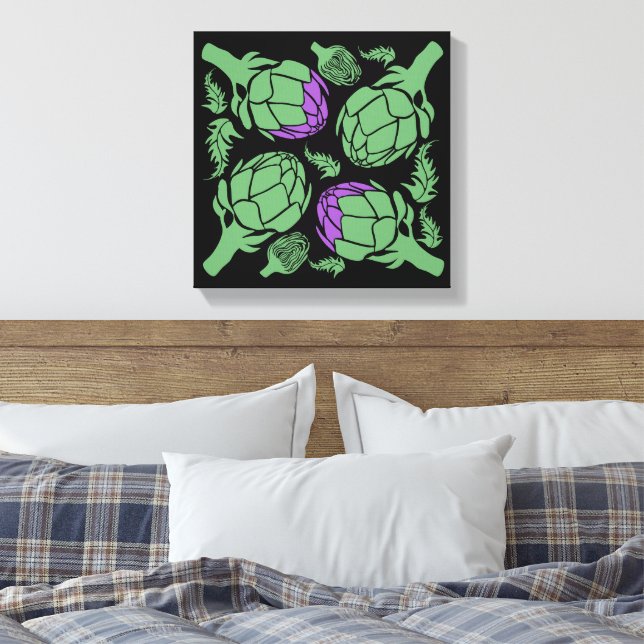 Botanical Artichoke Art Home Decor Canvastryck (Insitu (sovrum))