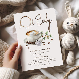 Botanical Baby is Brewing' Coffee Babyfirande Inbjudningar