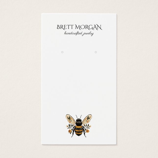 Botanical  Bee Earring Jewelry Display Card Visitkort (Framsidan)