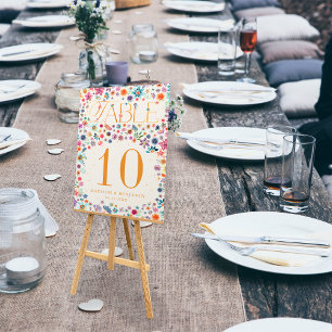 Botanical Beige Boho Floral Wildblomma Bröllop Bordsnummer