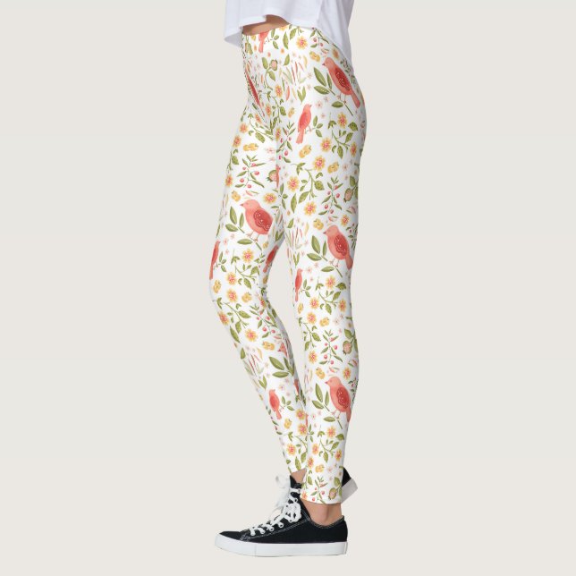 Botanical Birds Harmony – Nature Inspired Leggings (Vänster)