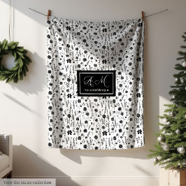 Botanical Blanket Personalized Monochrome Minimal Fleecefilt