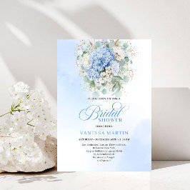 Botanical Blue Hydrangea Eucalyptus Shower Invitat Inbjudningar