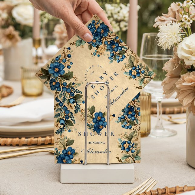 Botanical Blueberry Floral Baby Shower Pappersservett (Skapare uppladdad)