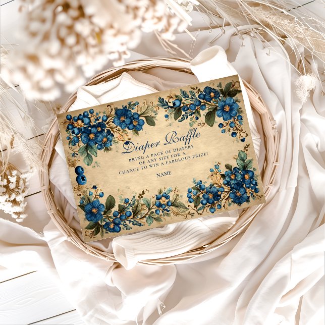 Botanical Blueberry Floral Diapper Raffle  Tilläggskort (Skapare uppladdad)