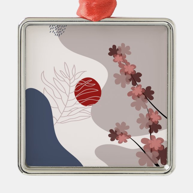 Botanical Boho Blue Magenta Julgransprydnad Metall (Framsidan)