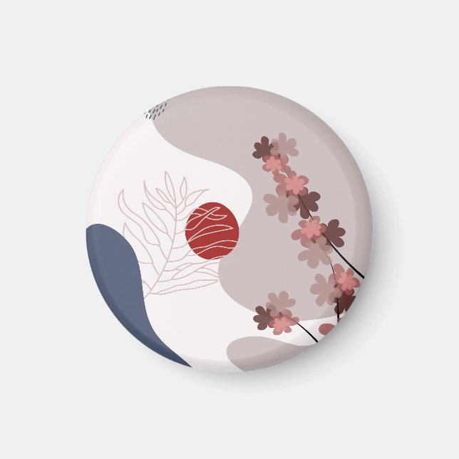 Botanical Boho Blue Magenta Magnet (Framsidan)