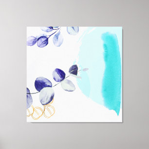 Botanical Boho Cyan Lila Canvastryck