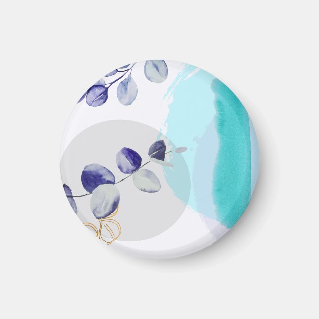 Botanical Boho Cyan Lila Magnet (Framsidan)