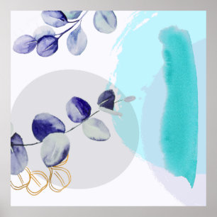 Botanical Boho Cyan Lila Poster